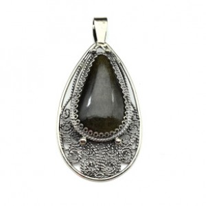 Кулон золотой обсидиан 24*41мм.