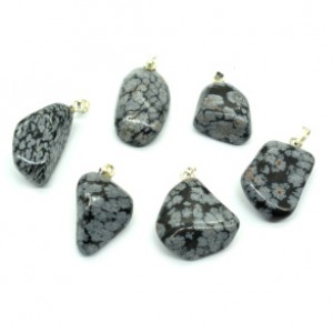 Кулон из обсидиана снежного 12*17мм