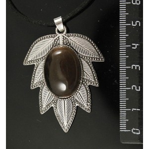 Кулон из раухтопаза "лист", цвет ант. серебро, овал 25х18мм