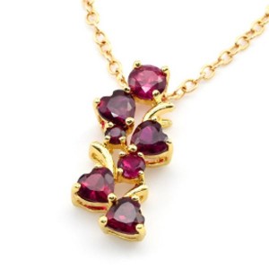 Кулон женский "Столбик" с цирконом рубиновым (иск.)
