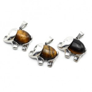 Кулон Слон 25*22мм с тигровым глазом