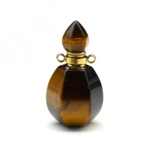 Парфюмерный флакон-кулон из тигрового глаза 17*17*34мм