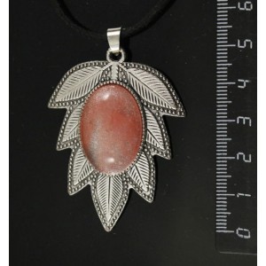 Кулон из халцедона розового "лист", цвет ант. серебро, овал 25х18мм