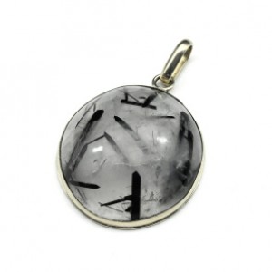 Кулон турмалиновый кварц (волосатик) 26*28мм.