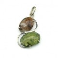 Кулон с пренитом и рутиловым кварцем (волосатик) 25*40мм