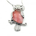 Кулон в металле с халцедоном "Сова" 25*35мм (иск.)