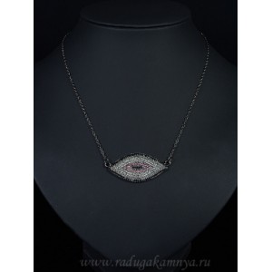 Кулон на цепочке с фианитами "Рис" 40*20мм, серо-розовый. (иск.) Кулон на цепочке с фианитами "Рис" 40*20мм, серо-розовый. (иск.)