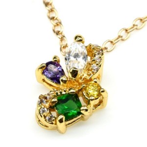 Кулон с позолотой "Мотылек" циркон мульти (иск.)