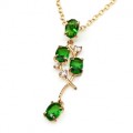 Кулон женский "Веточка" с цирконом зелёным (иск.)