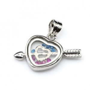 Кулон РП из циркона "сердце со стрелой" (иск.)