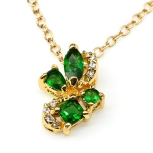 Кулон позолоченный "Мотылек" с цирконом зелёным (иск.)