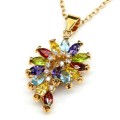 Кулон с позолотой "Павлин" циркон мульти (иск.)