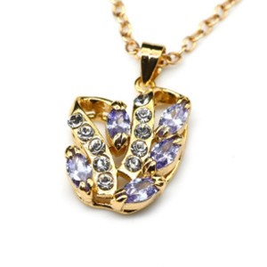 Кулон циркон сиреневый 5 рис волна (иск.)