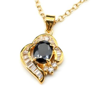 Кулон женский "Колибри" с цирконом черным и белым (иск.)