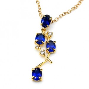 Кулон циркон синий веточка (иск.)