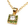 Кулон с позолотой "Карат" из циркона зелёного со стразами (иск.)