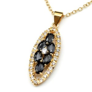 Кулон с позолотой "Маркиза" из циркона черного и белого (иск.)