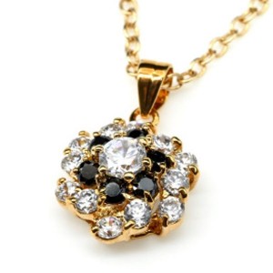 Кулон женский "Россыпь" с цирконом черным и белым (иск.)