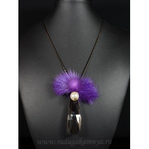 Кулон из циркона на цепочке капля 21*83мм, цвет фиолетовый, 80см (иск.)