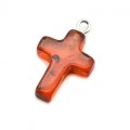 Крестик маленький на шею из янтаря 15*20мм цвет коньячный (иск.) Крестик маленький на шею из янтаря 15*20мм цвет коньячный (иск.)