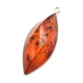 Кулон женский из янтаря "рис" с гранями 16*35мм цвет коньячный (иск.)