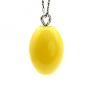 Кулон янтарный овал 13*19мм цвет молочный (иск.)