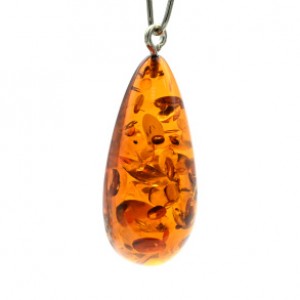 Кулон в виде капли 17*38мм из янтаря цвет коньячный (иск.)