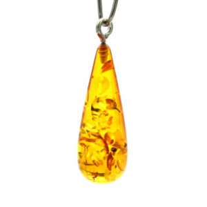Кулон в виде капельки 10*28мм из янтаря цвет медовый (иск.)