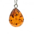 Кулон в виде капли 16*20мм из янтаря цвет коньячный (иск.)
