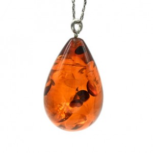 Кулон капля из янтаря 16*25мм цвет коньячный (иск.)