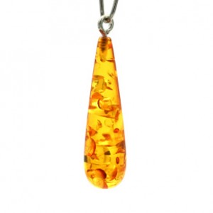 Кулон капля из янтаря 10*36мм цвет светло-коньячный (иск.)
