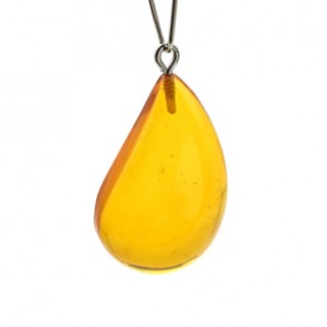 Кулон из янтаря "слеза" 20*30мм цвет светло-коньячный (иск.)