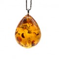 Кулон в виде капли 16*20мм из янтаря цвет светло-коньячный (иск.)