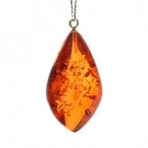 Кулон женский из янтаря капля с гранью 20*35мм цвет коньячный (иск.)