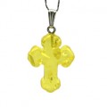 Крестик на шею из янтаря 22*28мм цвет лимонный (иск.) Крестик на шею из янтаря 22*28мм цвет лимонный (иск.)