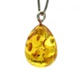 Кулон в форме капли 12*15мм из янтаря цвет лимонный (иск.)