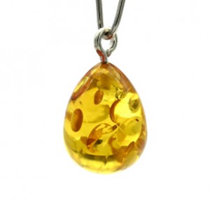 Кулон в форме капли 12*15мм из янтаря цвет лимонный (иск.)