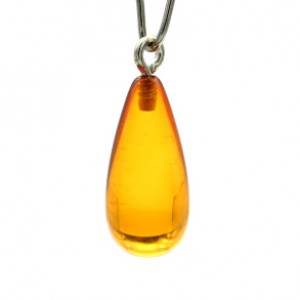 Кулон женский из янтаря капелька 8*19мм цвет светло-коньячный (иск.)