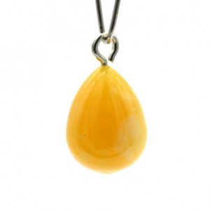 Кулон в форме капли 12*15мм из янтаря цвет медово-молочный (иск.)