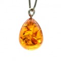 Кулон в форме капли 12*15мм из янтаря цвет светло-коньячный (иск.)
