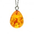 Кулон в форме капли 12*15мм из янтаря цвет медовый (иск.)