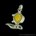 Кулон с янтарём в посеребрении рыбка 20*30мм медово-молочный (иск.)