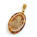 Кулон с янтарем иконка "Феодоровская икона Божьей Матери" овал 21*31мм. (иск.) Кулон с янтарем иконка "Феодоровская икона Божьей Матери" овал 21*31мм. (иск.)