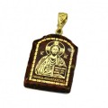 Кулон с янтарем иконка "Господь Вседержитель" арка 23*31мм. (иск.)