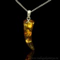 Кулон из янтаря с посеребрением "клык" 13*40мм коньячный (иск.)