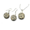 Серьги и Кулон на цепочке с яшмой перепелиной круг 15мм, 18мм, 44см
