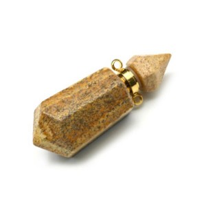 Парфюмерный флакон-кулон из яшмы песочной 14*14*42мм