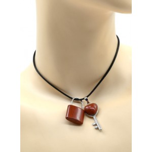 Парная Кулон Ключ - Замок 17*38мм, 20*32мм с яшмой красной