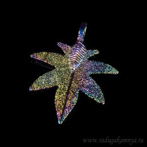 Кулон "Лист" 28*36мм цвет хамелеон. (иск.)