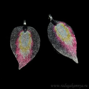 Кулон листик 25*60мм "Пламя" цвет черно-малиновый (иск.)